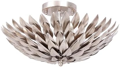 Crystorama Broche 4 Light Antique Silver Semi Flush Mount