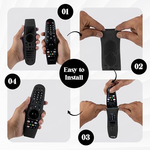 Image of Shopoflux Silicone Full Wrap Case Compatible with LG Magic Remote with Lanyard [Remote Not Included] (Black)