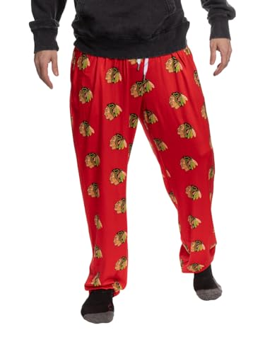 Calhoun NHL Surf & Skate Mens Scatter Print Team Logo Pajama Pants (Medium Chicago Blackhawks)