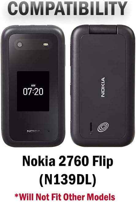 Nakedcellphone Case for Nokia 2760 Flip Phone, [Black Vegan Leather] Form-Fit Cover with [Built-in Screen Protection] and [Metal Belt Clip] for Tracfone N139DL | Vegan Leather, Form-Fit Cover, with Screen Protection, Keypad Guard, Metal Belt Clip