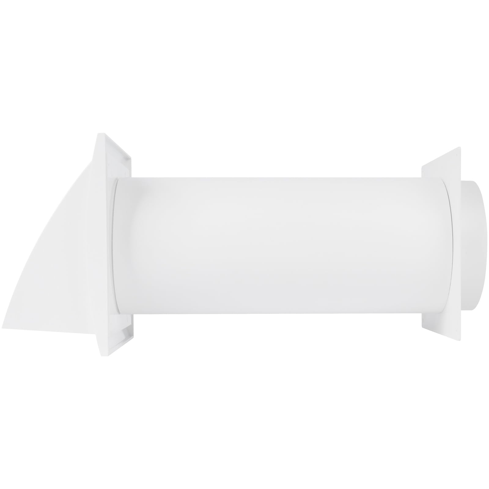 Vent Systems 125 mm Mauerkasten mit Dunstabzugshaube - Kunststoff Lüftungsgitter mit Einstellbar Rohr - Abluft Abdeckung mit Dunstabzug/Rückstauklappe - Trockner Abluftschlauch Wanddurchfuehrung