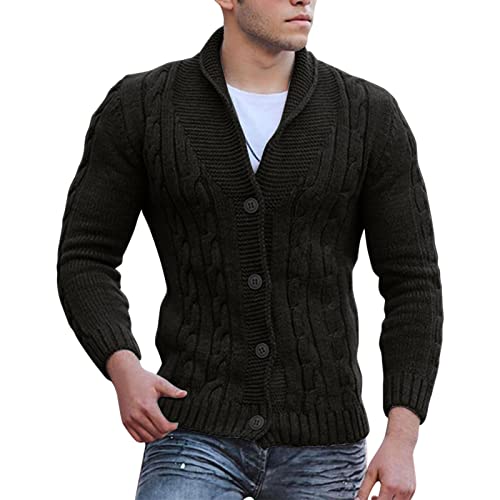 Cardigan d'hiver en tricot torsadé homme veste maille col châle