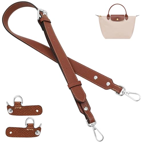 Image of Bag Leather Strap Replacement Adjustable Crossbody Shoulder Straps for Small Medium Large Pouch, No Damage Conversion Kits Accessories(Small Medium Large -Brown-Silver)