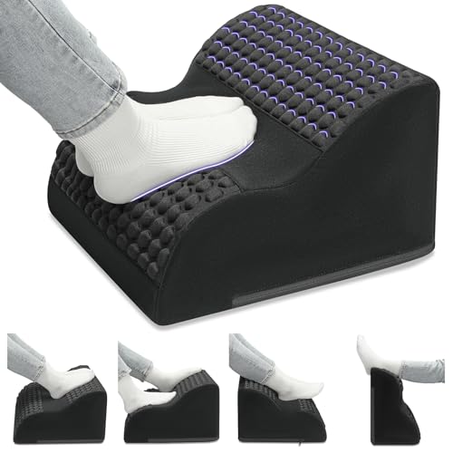 Foot Rest for Under Desk at Work, 3-Tier Foot Stool with Thick High-Density Foam and Massage Dots, Ergonomic Footrest with Washable Cover for Home and Office, Back, Legs & Hip Pain Relief (Black)
