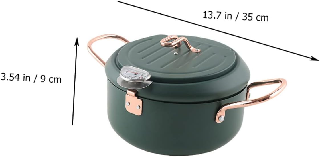 Japanese Style Tempura Fryer Non Stick Mini Deep Frying Pan with Thermometer for Even Cooking Home Kitchen Multifunction Cooker for Fried Foods