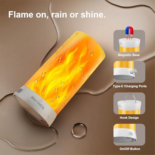 Image of Morsatie【Upgraded Flame Light, Rechargeable LED Flickering Flameless Candles, 4 Modes Battery Operated Candles with Upside Down Effect, Waterproof LED Candles for Indoor Outdoor 1 PCS