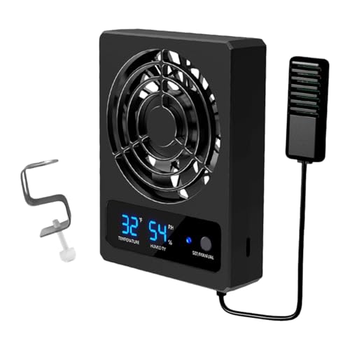 Leefasy Reptile Ventilation Fan with Dehumidifier Easy Read Digital Display Powerful Noiseless Smart Hygrometer for Pet Rearing Box, Fahrenheit