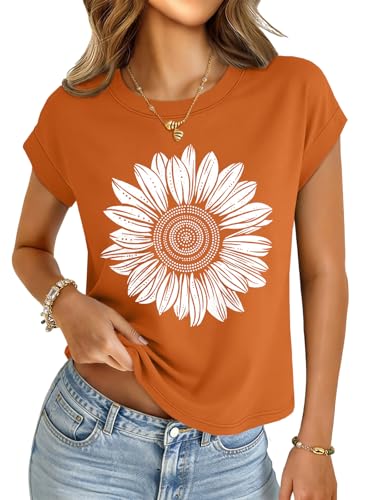 Image of UNCLECAT Womens Crop Tops Loose Fit Cap Short Sleeve Summer Tee | Crew Neck, Solid Color, Graphic, Casual, Going Out, Trendy Outfits, Fashion Clothes, Daily Wear, Work, Vacation