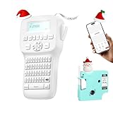 Handheld Label Maker Machine with Tape Waterproof, Rechargeable Labeler Support Keyboard & App, Wire Cable Label Maker Bluetooth with Backlit LCD Screen, Ideal for Home Office School Organization