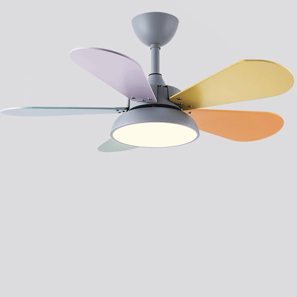 Ceiling Fans With Light And Remote 36 Inch Colorful Ceiling Fans Lights Flush Mount Ceiling Fan With Dimmable LED Lights Quiet Smart Ceiling Fans With 5 Reversible Blades 6 Speeds Fans Lights For Kids
