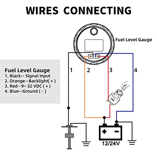 Rupse Fuel Gauge For Boat,Fuel Level Gauge 2" 52Mm 8 Color Backlight 5 Signals Adjustable 0-190Ohm,0-180Ohm,10-180Ohm,240-33Ohm,240-30Ohm，Fuel Gauge Kit For Car Rv Truck Vehicle Motorcycle #TOP5
