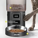 Peluvio Crispy automatyczny podajnik do karmy dla kotów 4,5 l z timerem, do 4 posiłków i 10 porcji, ekran LCD z łatwą obsługą, zapasowa baterii, miska na karmę ze stali nierdzewnej, do suchej karmy 5