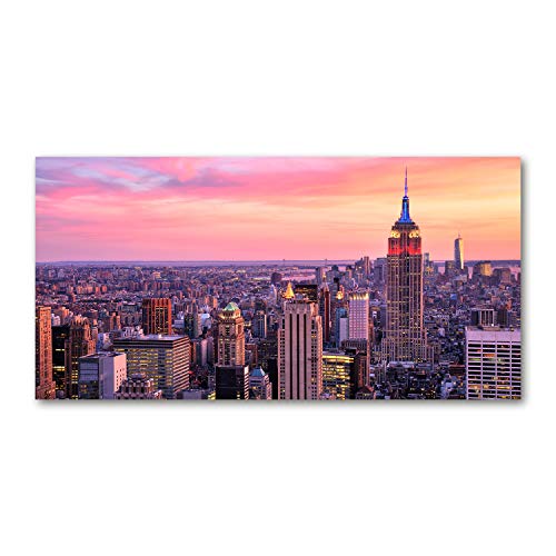 Crédence de cuisine 140x70cm en verre trempé Tulup avec motif New York pour fond de hotte