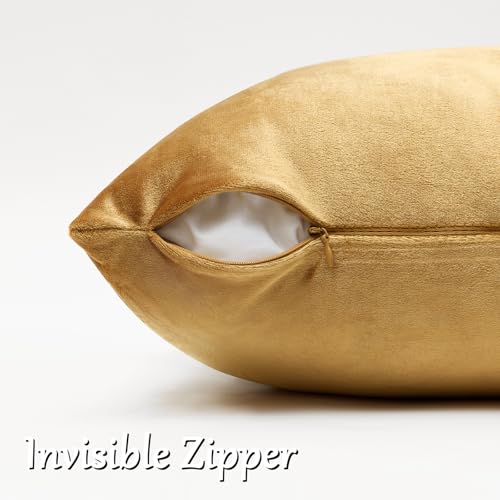 Image of Golden Throw Pillow Covers 18x18 Decorative Velvet Cushion Covers Pack of 2 Pillowcase for Sofa