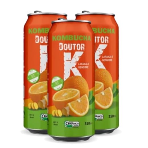 Kit Com 03 - Kombucha Orgânica Sabor Laranja e Gengibre 350ml DRK