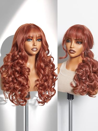 GORGIUS Body Wave Wigs with Bangs 180% Density Long curly