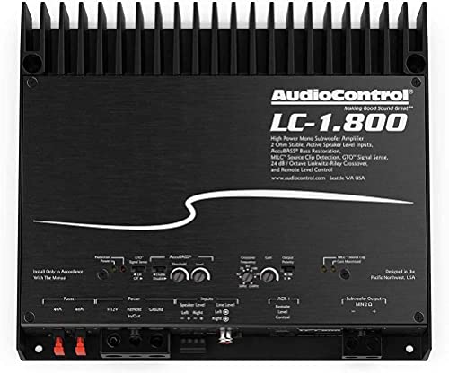 AudioControl LC-1.800 Monoblock 800W RMS Subwoofer Amplifier with AccuBASS Loud Music Lover\'s Bundle with ACR-1 Dash Remote. Unlock Maximum Bass Performance with Factory and Aftermarket Stereos. - Thumbnail 4