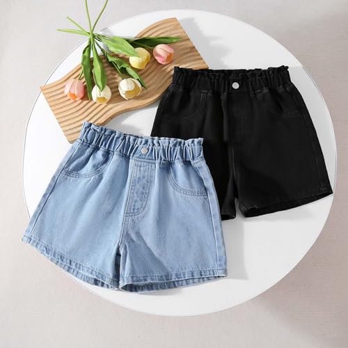 Shorts de mezclilla para niñas en paquete de dos unidades clásicas 4