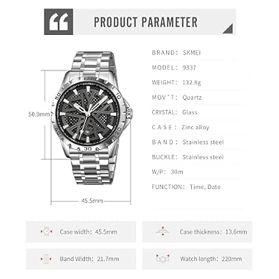 MASTOP Men's Wrist Watch Dress Watch Waterproof Thin Watches for Men 3D Mesh Dial Quartz Watches Luxury Exquisite Creative Watch Stainless Steel Big Dial Vintage