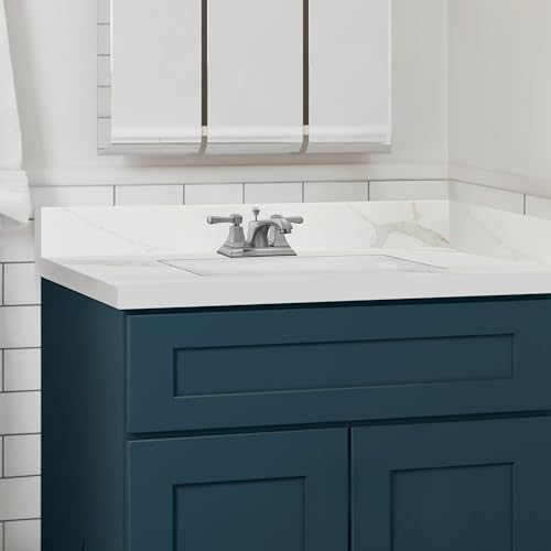 Image of Design House Calesco Calacatta Quartz Vanity Top Side Splash, White with Taupe and Grey Veining, 227918-CC-SS