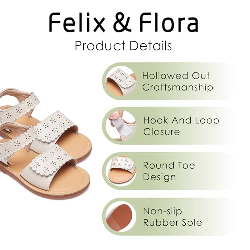 Image of Felix & Flora Toddler Girl Sandals -Flower Girl Dress Shoes Open Toe Little Kid Flats