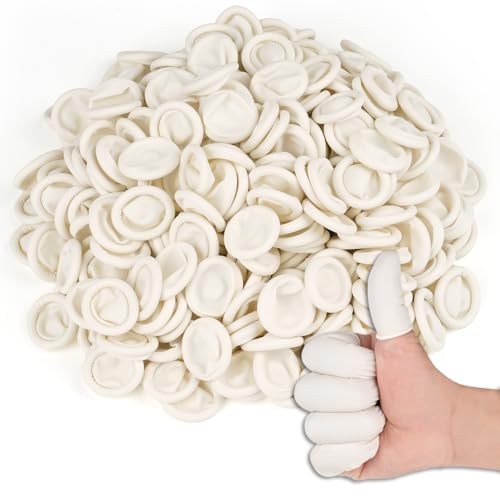 Finger Cots Disposable Medium Finger Protectors Thumb Gloves Natural Latex Sleeves Covers Protection for Fingertips Electronic Repair Handmade (Approx.350 PCS)