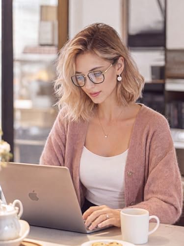 Image of kimorn Blue Light Blocking Aviator Glasses for Women Men | Clear Lens, TR90 Metal Frame, UV400, Office Gaming