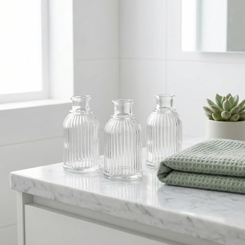 2 Stück Glasdiffusorflaschen, Aromatherapie Glasflasche, Leere Diffuser Flasche mit römischen Streifen, Glasflaschen für Raumduft Diffusor, für Wohnzimmer Schlafzimmer Badezimmer Spa (100, Milliliter)