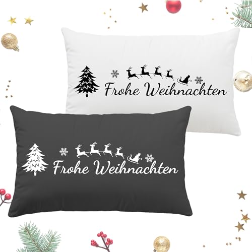 ANKUOFUA Weihnachten Kissenbezug 30x50 2er Set, Geschenke für Paare...