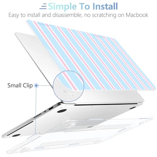 Image of MEEgoodo Case for M5 MacBook Pro 16 inch Case 2026 2024 2023 2021 with M5 M4 M3 M2 M1 Pro /Max Chip, Fit Model A3429 /A3428 /A3403 /A3186 /A2991 /A2780 /A2485, Pink and Blue Stripes