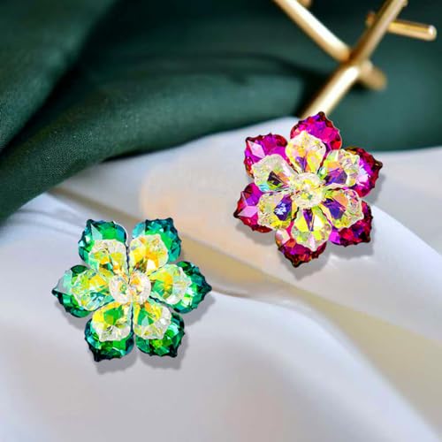 Image of Rhinestone Sunflower Brooch Pin for Women Red Black Purple Large Flower Broochs Snowflake Brooch Marquise Wreath Brooches Jewelry