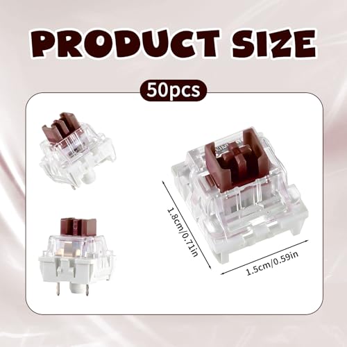 Image of Mechanical Keyboard Switches, 50 Pcs 3 PIN Brown Keyboard Clickers Replacement Dustproof Clicky Switches for Most Mechanical Gaming Keyboards