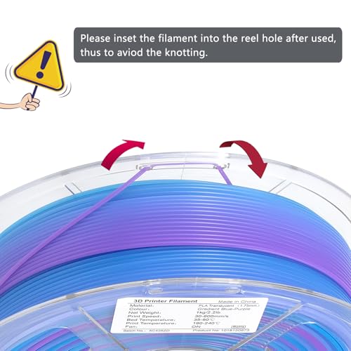 Image of iSANMATE Rapid Translucent PLA Filament 1.75mm, Multicolor Rainbow PLA, Dimensional Accuracy ±0.02mm, 1kg Spool-Blue Purple