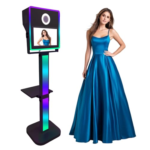 Portable Mirror Photo Booth with 15.6 Inch Touch Screen Selfie Photobooth Machine DSLR Booth with Flight Case for Wedding Party Event (Black, 15.6 inch)