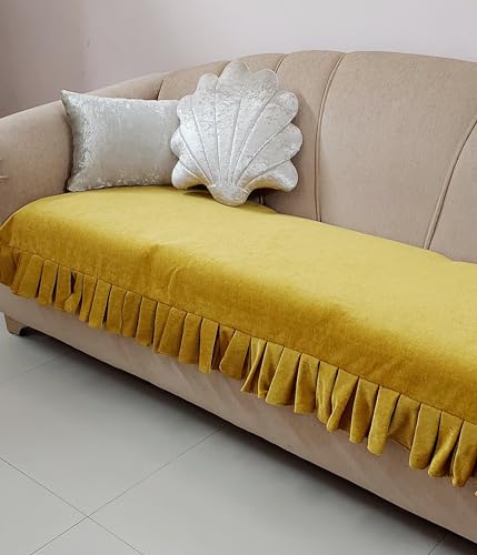 Throw Pillow Dark Mustard Box Pleated Sofa CoverRegular Shape Sofa Cover (2 Seater) OS