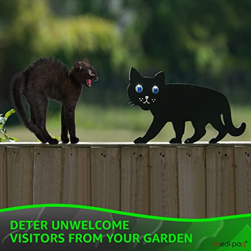 Medipaq Black Metal Garden 3x Cat Scarer with Marble Eyes - Cat Deterrent – Cat Repellent – Cat Repellant Garden - Cat Deterants for Garden - Cat Scarers for Gardens