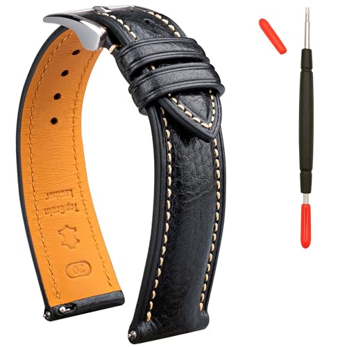 Correa de reloj de 20 mm en piel curtida vegetal con sistema de liberación rápida
