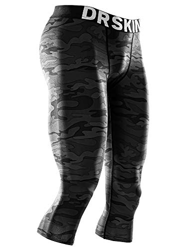 Drskin 3 Pack Men’s 3/4 Compression Pants Tights Leggings Sports Baselayer Running Workout Active Yoga Dry Shorts (Line (Mbb809+Mgy810+Mre811), L) #TOP1