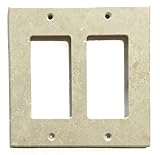 Turkish Ivory Travertine Real Stone Switch Plate Cover, Honed-2 Rocker