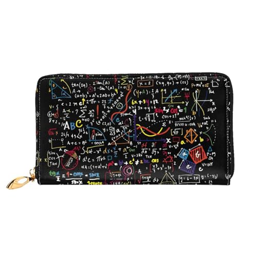 Porte-cartes de crédit en cuir avec fermeture éclair sécurisée et motif mathématique