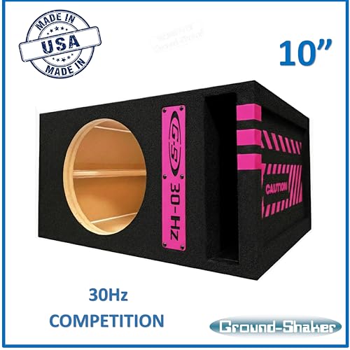 Image of 30HZ Reinforced Competition Single Ported Sub Box Sub Woofer Enclosure Speaker Box Car Audio Subwoofer Ground Shaker Box Ground-Shaker (Caution Pink, 10 inch)