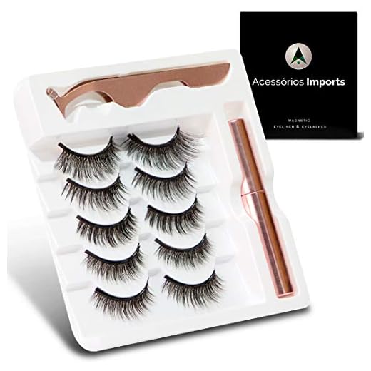 Kit 5 Pares Cílios Postiços Magnéticos Com Pinça e Delineador