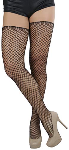 Image of ToBeInStyle Women's Seductive Punk Rock Basic Unfinished Rawedge Fishnet Thigh Highs