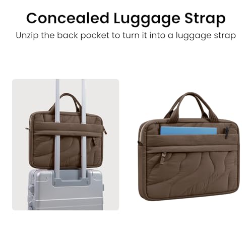 Image of tomtoc 13-14 Inch Protective Puffy Laptop Carrying Bag for Women, Lightweight Laptop Briefcase Fits 14-inch MacBook Pro M5 2025 & Other 13 inch /14 inch Computers, Work Bag Case Handbag with Organized Storage