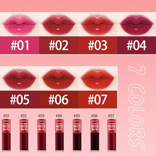 7 Colors Lip Tint Stain Set, Watery Lip Stain Mini Liquid Matte Lipstick, Multi-use Lip Cheek Tint, Moisturizing Plump Lip Gloss, Lightweight Non-Sticky, Long Lasting, Vivid Lip Makeup (7 Colors) - Thumbnail 3