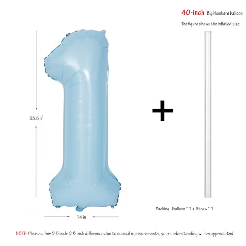 Image of 40 In Matte Blue Number Balloon 1 large Big Foil Mylar Balloon Blue Balloon | Party Decorations Suitable For Boys' And Girls' Birthday Parties digital 1