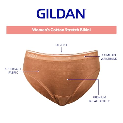 Gildan Women's Cotton Stretch Bikini Underwear, Egret/Cork/Turbulence (6-pack), Small - image 3