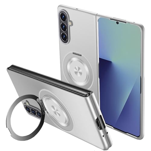 �y�ČRMIL�K�i�zFLURIKA�����O�z���_ for Samsung Galaxy Z Fold 8 Ultra �P�[�X[MagSafe�ƌ݊���������]�����P�[�X�����^�_��G�ی�h�U����~�ߌg�уP�[�X, Silver