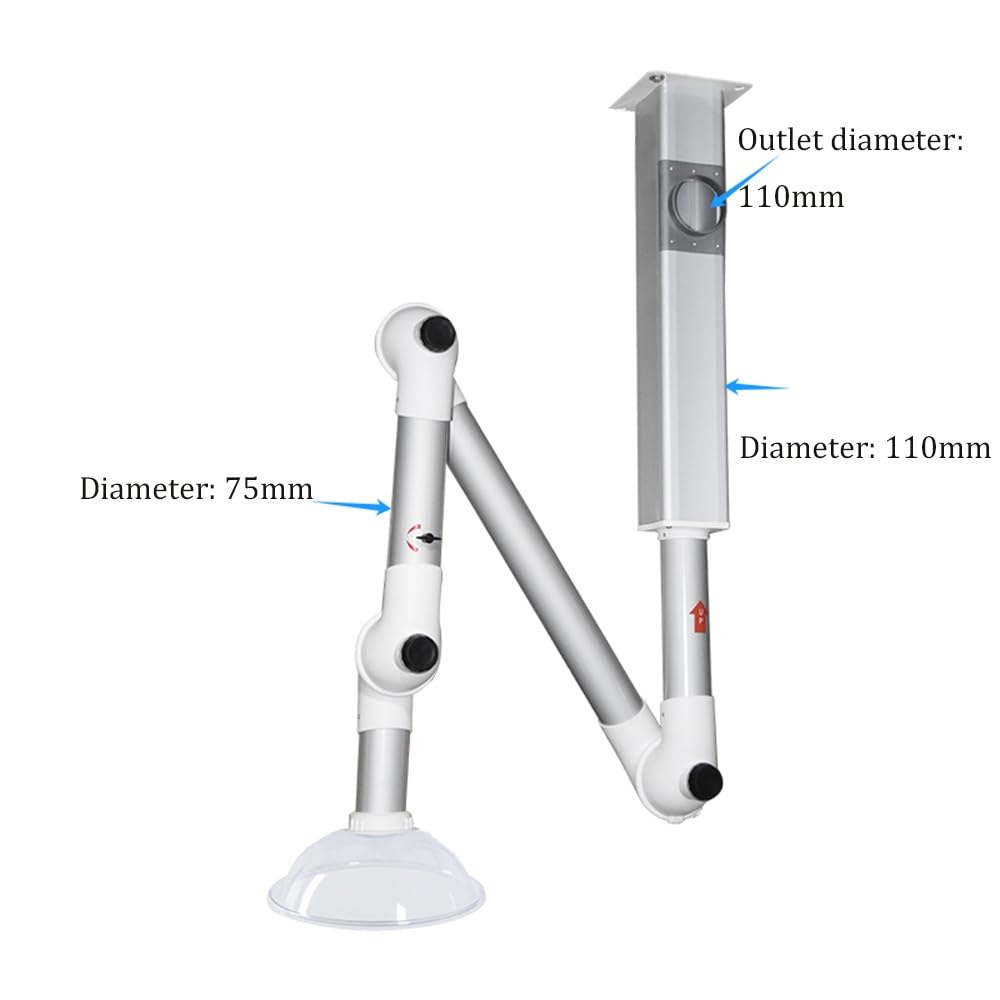 Ablufthaube, Aluminiumlegierung Labor Universal-Absaughaube Absaugarm 75/110 Mm(Hanging,75mm)