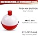 VATEICO Fishing Folats Bulk Hard ABS Bobbers Snap-on Floats Push Button Round Buoy Float Bobbers for Crappie Panfish Walleyes Red and White 0.75